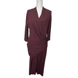 MM Lafleur Casey Faux Wrap Midi Dress in Chestnut Sheath Career Women’s Size XS
